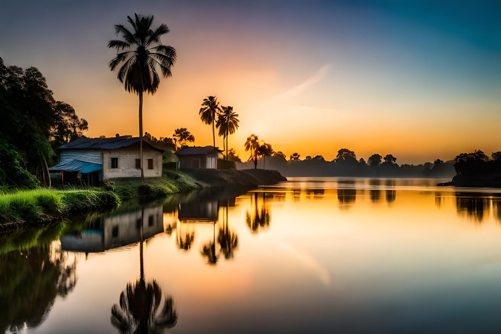 vecteezy_a-beautiful-sunset-over-a-river-with-palm-trees-ai-generated_33375713